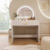 Makeup Vanity Table With Mirror Touch Screen Lighted Mirror, Dressing Table With Drawer For Bedroom - White - Image 8