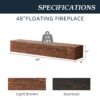 48" Rustic Wood Fireplace Mantel, Wall-Mounted & Floating Shelf For Home Decor - Dark Brown - Image 2