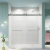 Frameless Double Sliding Soft-Close Shower Door, 3 / 8"Thick SGCC Tempered Glass Door - Brushed Nickel - Image 2