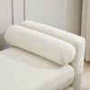 Elegant Upholstered Bench, Daybed, Ottoman With Wood Legs & 2 Bolster Pillows For End Of Bed, Bedroom, Living Room, Entryway - Ivory - Image 8