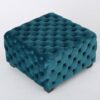 Unwind Upholstered Square Ottoman With Button Tufted Diamond Stitch - Teal - Image 6