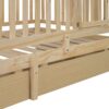 Twin Size Daybed With Fence Guardrails And 2 Drawers, Versatile Split Floor Bed & Daybed - Natural - Image 5