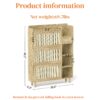 Natural Bohemia Style Shoe Cabinet, Shoe Rack Cabinet With 3 Rattan Flip Drawers, 3 Square Shelves And 1 Storage Drawer, Shoe Organizer With Mulit Storage Space And Hooks For Hallway, Entryway - Natural - Image 3