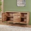 Boho Handcrafted 3 Door Sideboard, Carved Texture & Artisanal Charm - Natural - Image 5