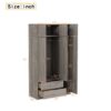 Modern 3 Door Mirror Wardrobe With 2 Drawers And Top Cabinet - Gray - Image 10