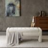 Elegant Soft Close Storage Bench Polyester Upholstery - Cream - Image 2