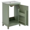 Modern Small Bathroom Vanity Cabinet With Ceramic Basin, Ample Storage, 1 Soft Close Door - Green - Image 13