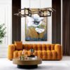 Eden - Modern Tufted Chesterfield Sofa - Burnt Orange / Orange - Image 3