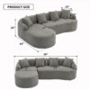 Compression Sofa: Combining Chaise Longue With 3 Seater, Wood Grain Chenille Fabric, Full Sponge Compression Sofa, Combined Sofa With 4 Pillows For Living / Home Furniture / Apartment - Gray - Image 17