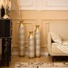High Floor Vase Flowers Oversized Floor Vase (Set of 3) Large Metal Glazed Vases Pampas Prairie Twigs Vintage Oversized Vases Living Room Bedroom Family Farmhouse - Blue / Gold - Image 2