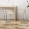 Celest - Upholstered Counter Stool With Low Back And Tapered Legs - Beige / Chrome - Image 5
