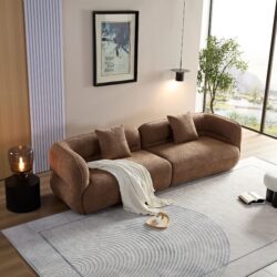 Sectional Sofa With Durable Fabric, Solid Wood Frame, And High Density Sponge Fill - Camel