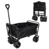 100L Collapsible Folding Beach Wagon Cart With 220Lbs Large Capacity, Wagons Carts Heavy Duty Foldable With Big Wheels For Sand, Garden, Camping - Black - Image 11