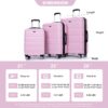 3 Piece Luggage Sets Pc Lightweight & Durable Expandable Suitcase With Two Hooks, Double Spinner Wheels, Tsa Lock, (21/25/29) - Pink - Image 3