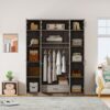 Contemporary 4 Door Wardrobe With 1 Drawer And Top Cabinet - Gray - Image 8