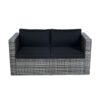 6 Piece Patio Wicker Sectional Set Patio Backyard Conversation Set Space Saving - Gray / Black - Image 12