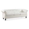 84.65" Rolled Arm Chesterfield 3 Seater Sofa - White - Image 5