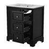 Bathroom Vanity Cabinet With Ceramic Basin, 3 Drawers And Adjustable Shelves - Black - Image 14