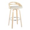 Cassis - Contemporary Fixed Height Barstool With Swivel With Round Footrest (Set of 2) - Natural / Cream - Image 2