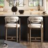 Artemis - Mixed Material Upholstered Counter Stool - Warm White - Image 6