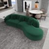 Elijah - Japandi Style Curvy Sectional Sofa - Green - Image 9
