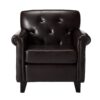 Upholstered Club Chair With Button Tufted Back Rest - Brown - Image 5