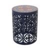 Outdoor Lace Cut Metal Side Table - Dark Blue - Image 4