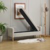 Storage Soft Bench With Armrests, Backrest And 2 Bolster Pillows For Living Room, Entryway And Bedroom - Light Gray - Image 7
