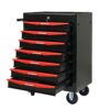 Rolling Metal Tool Chest With 7 Drawers, Steel Storage Cabinet With Ball Bearing Slides - Black / Red - Image 12