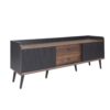 Mid Century TV Stand With 2 Cabinets & Open Compartments, Entertainment Center For Tvs Up To 70'', Television Console For Living Room - Dark Coffee / Black - Image 12