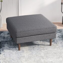 Amber - Square Upholstered Ottoman - Dark Gray / Gray
