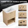 Modern 24" Freestanding Bathroom Vanity With Ceramic Sink And Soft Closing Doors - Oak - Image 12