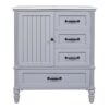 30" Bathroom Vanity With Sink, Bathroom Cabinet With A Door, 3 Drawers Legs, Adiustable Foot Pads - Gray - Image 12