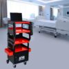 4 Level Multi Purpose Trolley For Diagnostics - Black / Red - Image 3