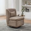 Modern Cushioned Armless Metal Base 360 Degree Swivel Chair With Pillow, Suitable For Living Room, Family Room, Bedroom, Lounge Area, Office - Taupe - Image 5