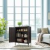 Kitchen Buffet Server Table Accent Sideboard Cupboard Server Buffet Console Table With Doors Cabinet - Black - Image 5