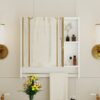 Wall Mounted Bathroom Storage Cabinet With Mirror Door, Medicine Cabinet, Over The Toilet Storage Cabinet With Shelves And Towel Rack - White - Image 4