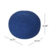 Bordeaux - Knitted Cotton Round Pouf Ottoman, Versatile Floor Cushion, Cotton Material - Navy Blue - Image 3
