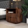 Lola - Mid-Century Modern Nightstand 2 Drawer Bed Side Table - Dark Brown - Image 2