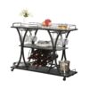 Industrial Bar Cart Kitchen Bar & Serving Cart For Home With Wheels 3 Tier Storage Shelves - Black / Gray - Image 7