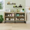 Carved 4 Door Sideboard, Sideboard Buffet Cabinet With Storage, Modern Coffee Bar Cabinet With Adjustable Shelf For Living Room - Natural - Image 7