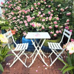 3 Piece Patio Bistro Set Of Foldable Square Table And Chairs - White