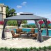 Outdoor Patio Gazebo Canopy Tent With Ventilated Double Roof And Mosquito Net (Detachable Mesh Screen On All Sides), Suitable For Lawn, Garden, Backyard And Deck - Gray - Image 4