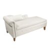 Chaise Lounge Indoor, Velvet Lounge Chair For Bedroom With Storage & Pillow, Modern Upholstered Rolled Arm Chase Lounge For Sleeping With Nailhead Trim For Living Room Bedroom Office - Beige - Image 23