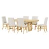 Topmax - 7 Piece Traditional Extendable Dining Table Set With Butterfly Leaf And 6 Upholstered Dining Table Set - Natural - Image 6