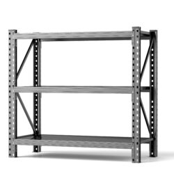 3 Tier Industrial Shelving Rack, Heavy Duty Steel Shelving Unit Adjustable - Black