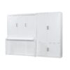 Queen Size Murphy Wall Bed With Closet, Space Saving Design - White - Image 2
