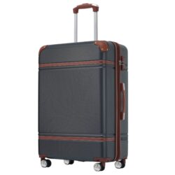 Hardshell Luggage With Tsa Lock, 24" Expandable Lightweight Suitcase With Spinner Wheels, Single Vintage Luggage - Black