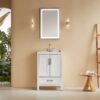 Fully Assembled 24'' Freestanding Single Bathroom Vanity With Ceramic Top - White - Image 5