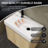 Modern 24" Bathroom Vanity With Ceramic Basin, Wall Mounted Floating Sink Combo, Wooden Storage Cabinet - Oak - Image 4